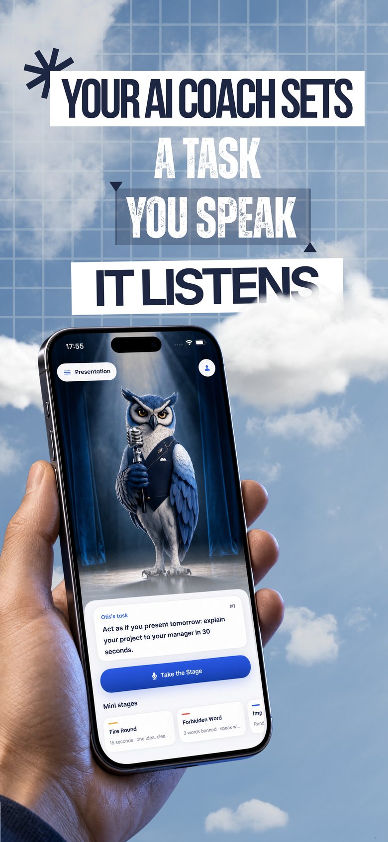Your AI coach sets a task, you speak, it listens